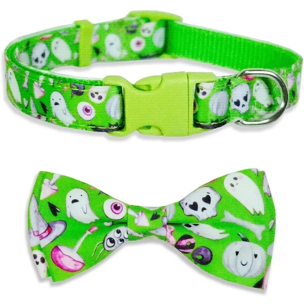 Dog Halloween Dog Collar with Bow Tie Medium-(12.5-20